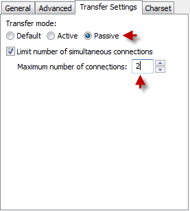 FileZilla - transfer settings