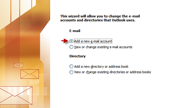 Outlook 2003 - add account, step 2