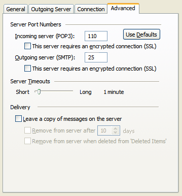 Outlook 2003 - outgoing mail settings